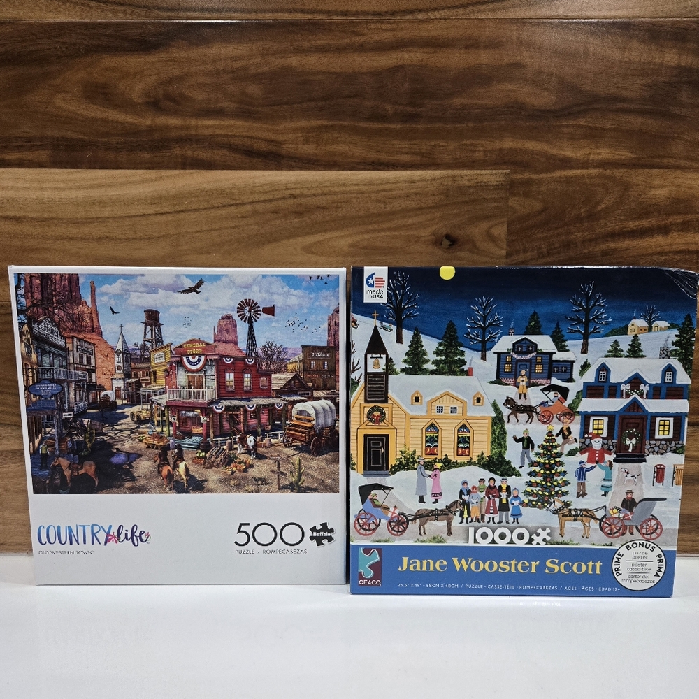 2 PUZZLES BOXES 1,000 & 500 PIECES